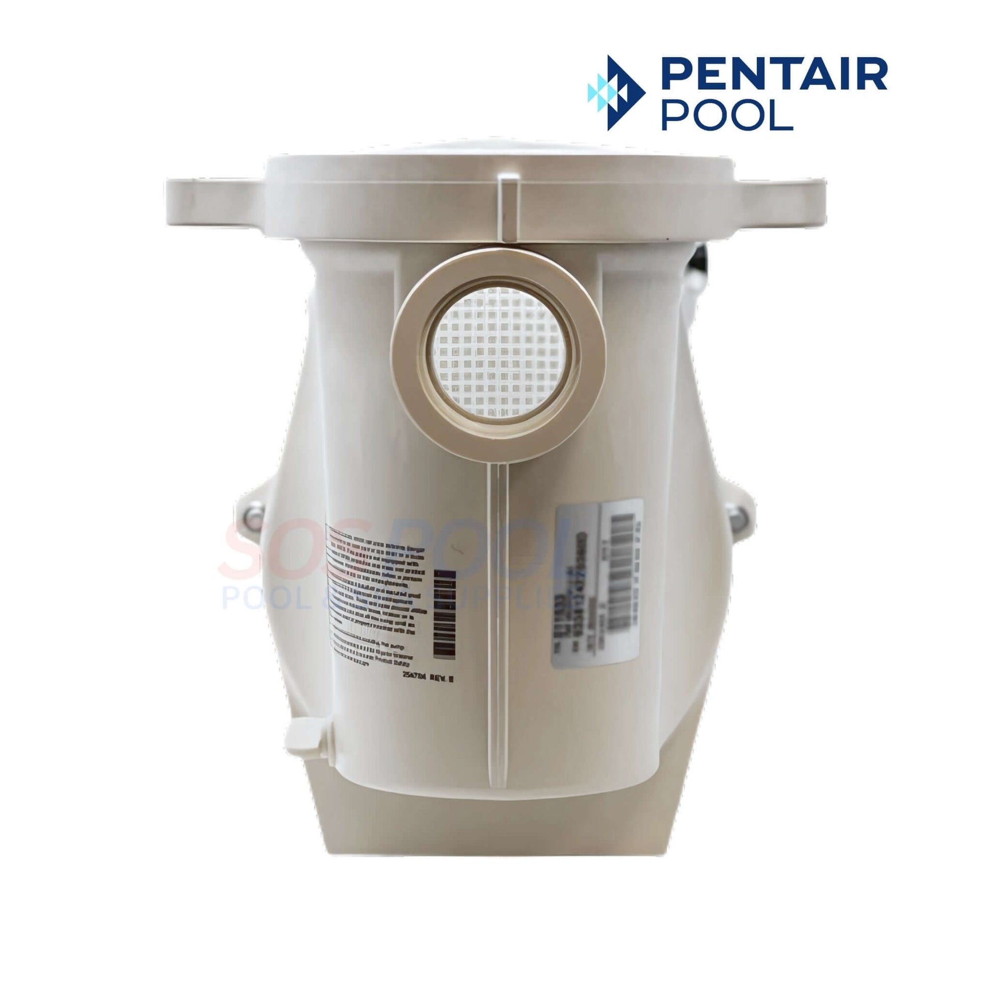 Pentair WhisperFlo VST Variable Speed Pump 011533 front view, showing suction inlet, Energy Star certified, ideal for in-ground pools - SOS Pool.