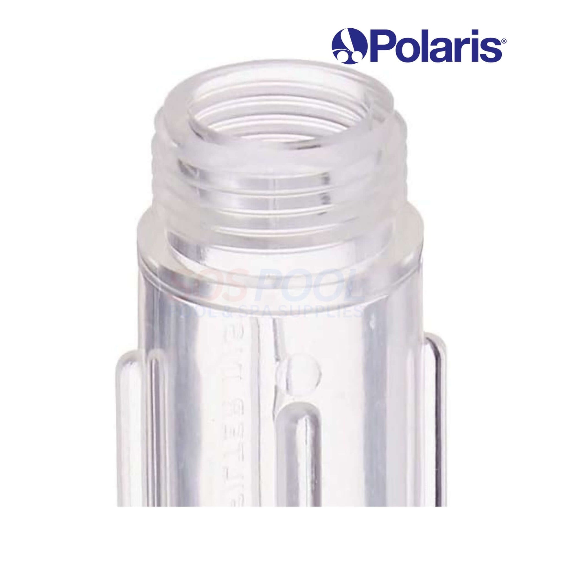 Polaris D31 Hose Barb Strainer Housing, clear plastic connector for Polaris 180 cleaners, essential pool part for effective debris trapping.