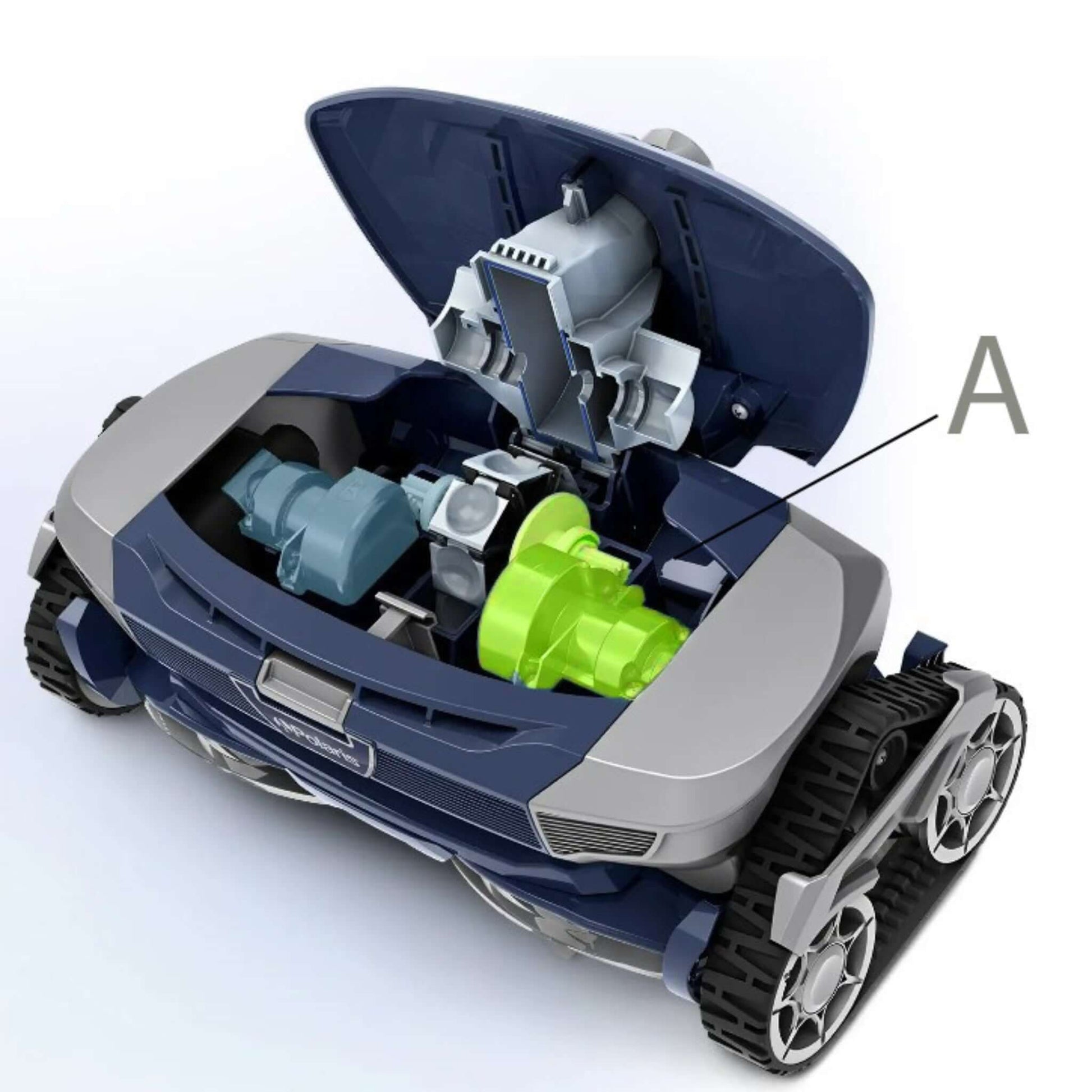 Polaris Direction Control Device for Atlas Cleaners, Side A, model R0916100, showing internal components and motors.