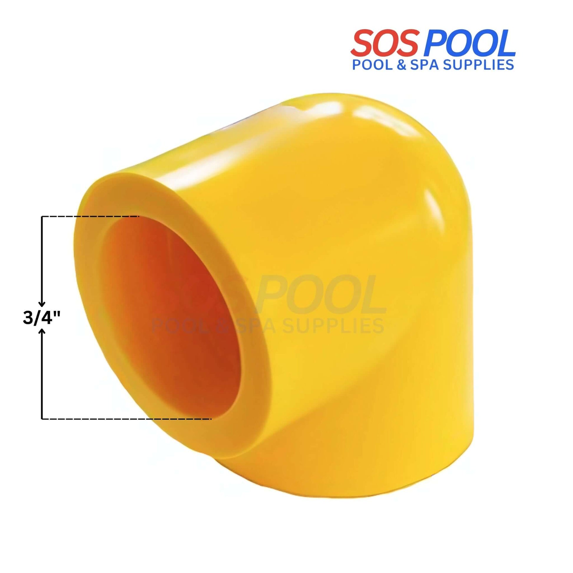 Poly Socket Fusion 90 Degree Elbow Fitting, 3/4", Yellow, Seamless Gas Piping Connection, SOS Pool SKU #PSE90