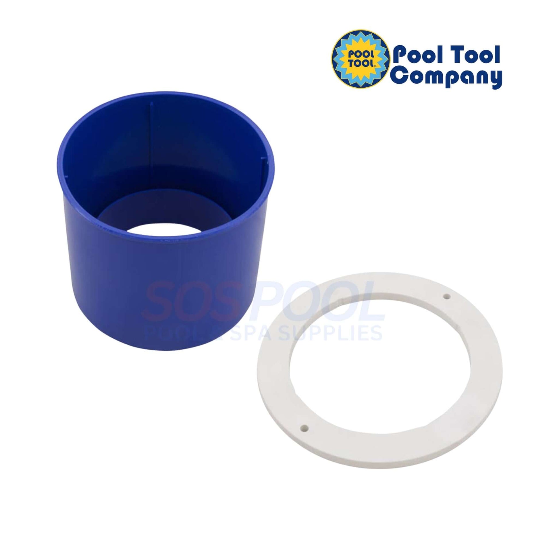 Pool Tool Skimmer Weir Conversion | 130 in blue and white, designed for efficient debris removal in pool maintenance.