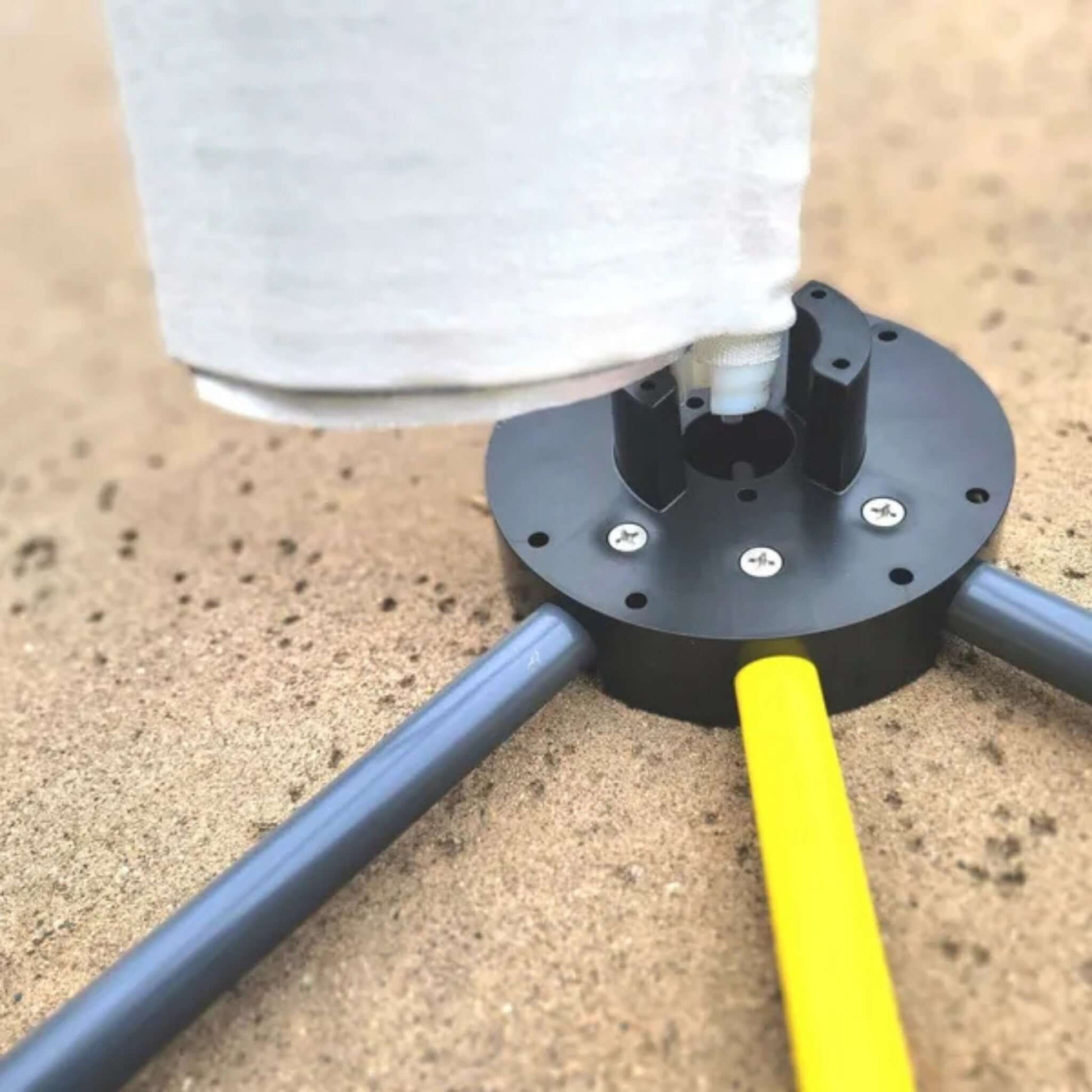 Close-up of Pool Filter Buddy cleaning stand, showcasing durable construction and ergonomic design for easy pool filter cleaning, SOS Pool, SKU: 2 Pack.