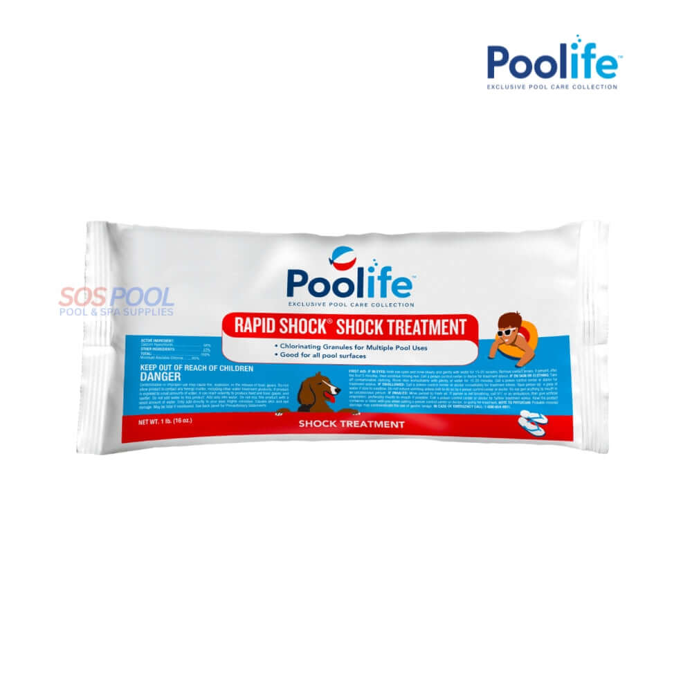 Poolife Rapid Shock Pool Shock Treatment, 1 lb bag with 68% Calcium Hypochlorite for clear swimming pools, SOS Pool.
