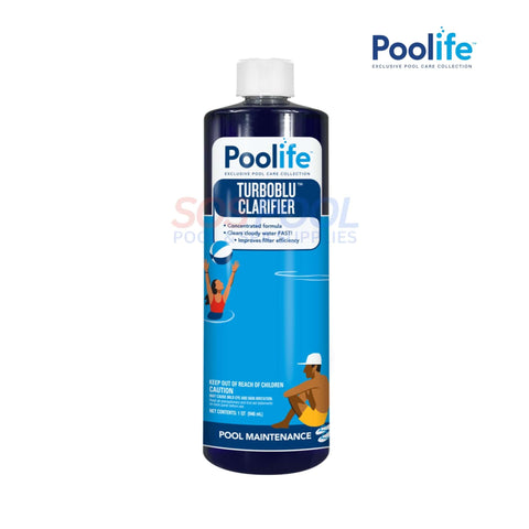 Poolife TurboBlu Clarifier 1 qt, SOS Pool water clarifier for clear swimming pool water and improved filter efficiency.