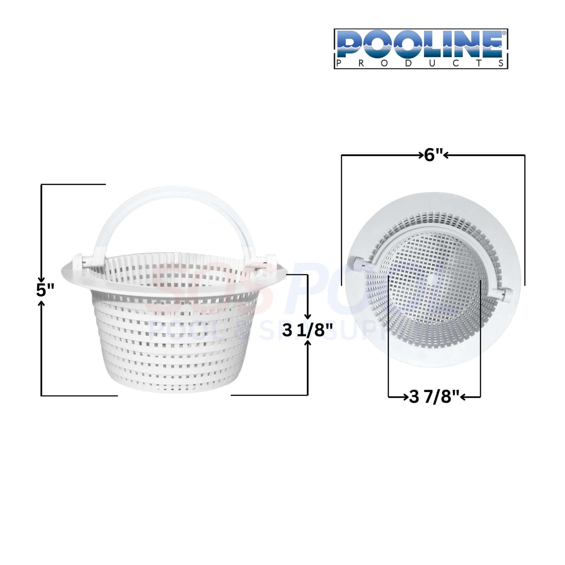 Pooline 11016 Strainer Skimmer Basket dimensions, compatible with SOS Pool skimmers, designed for efficient pool maintenance.