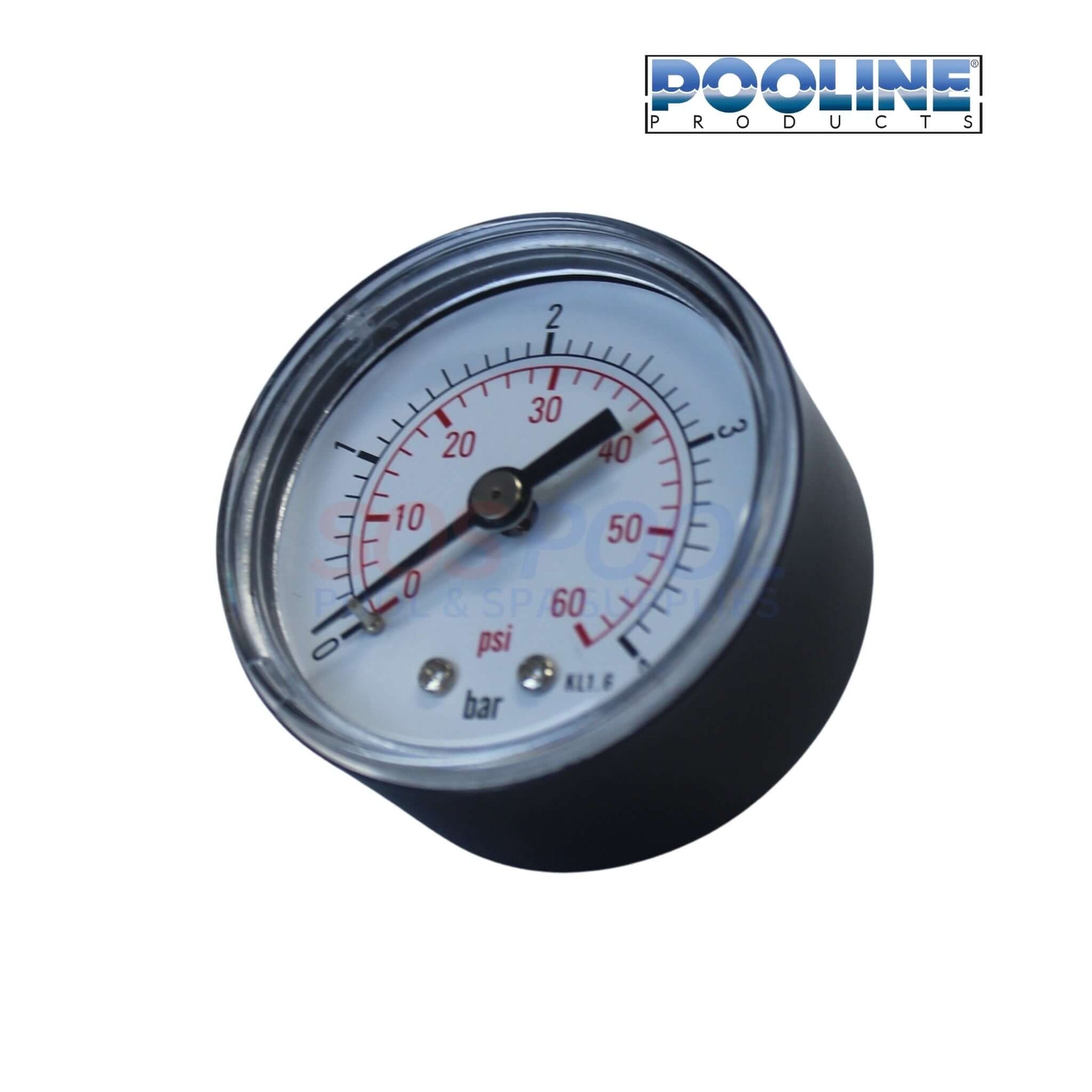Pooline Cartridge Filter & 0.75HP Pump | 90 Sq. Ft. | 11512 pressure gauge showing PSI and BAR, optimal for pool filtering, SOS Pool supplies.