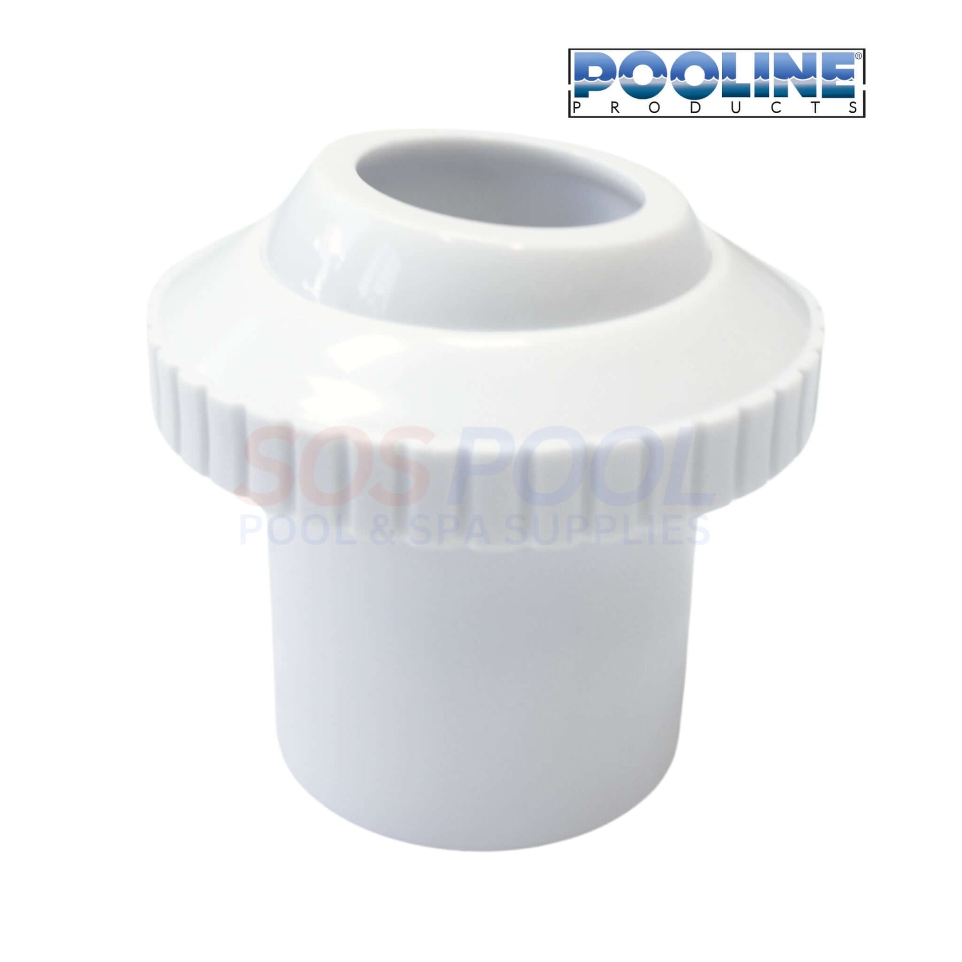 Pooline Hydrostream Jet Sleeve 11212A, 1.5" sleeve, 1" opening, white plastic, SOS Pool