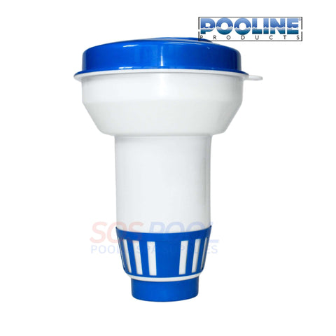 Pooline Swimming Pool Floating Chlorine Tablet Feeder 11063B by SOS Pool, holds 10 tablets with adjustable flow control.