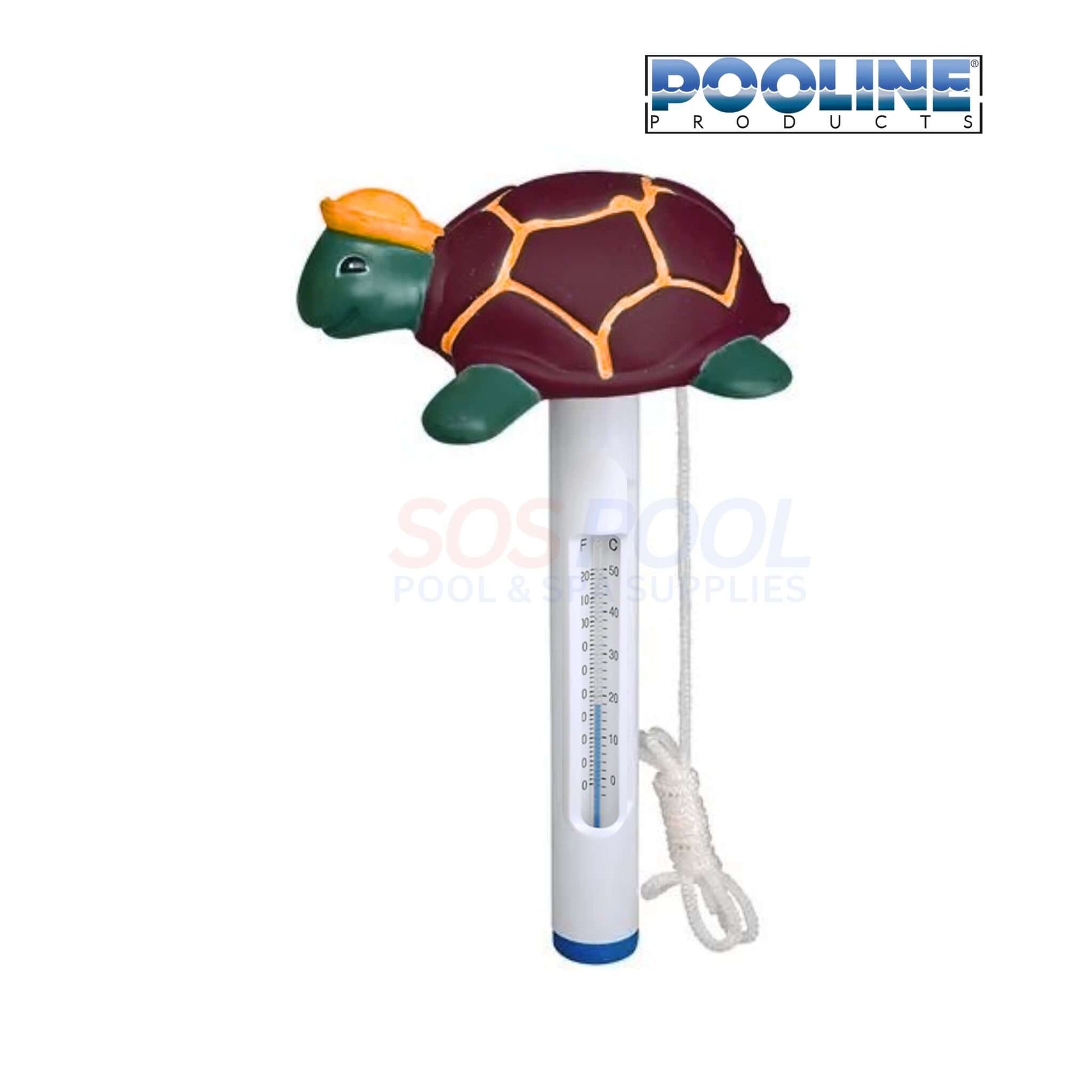 Pooline Swimming Pool and Spa Thermometer 11083J with Turtle and Cap for accurate water temperature, SOS Pool.