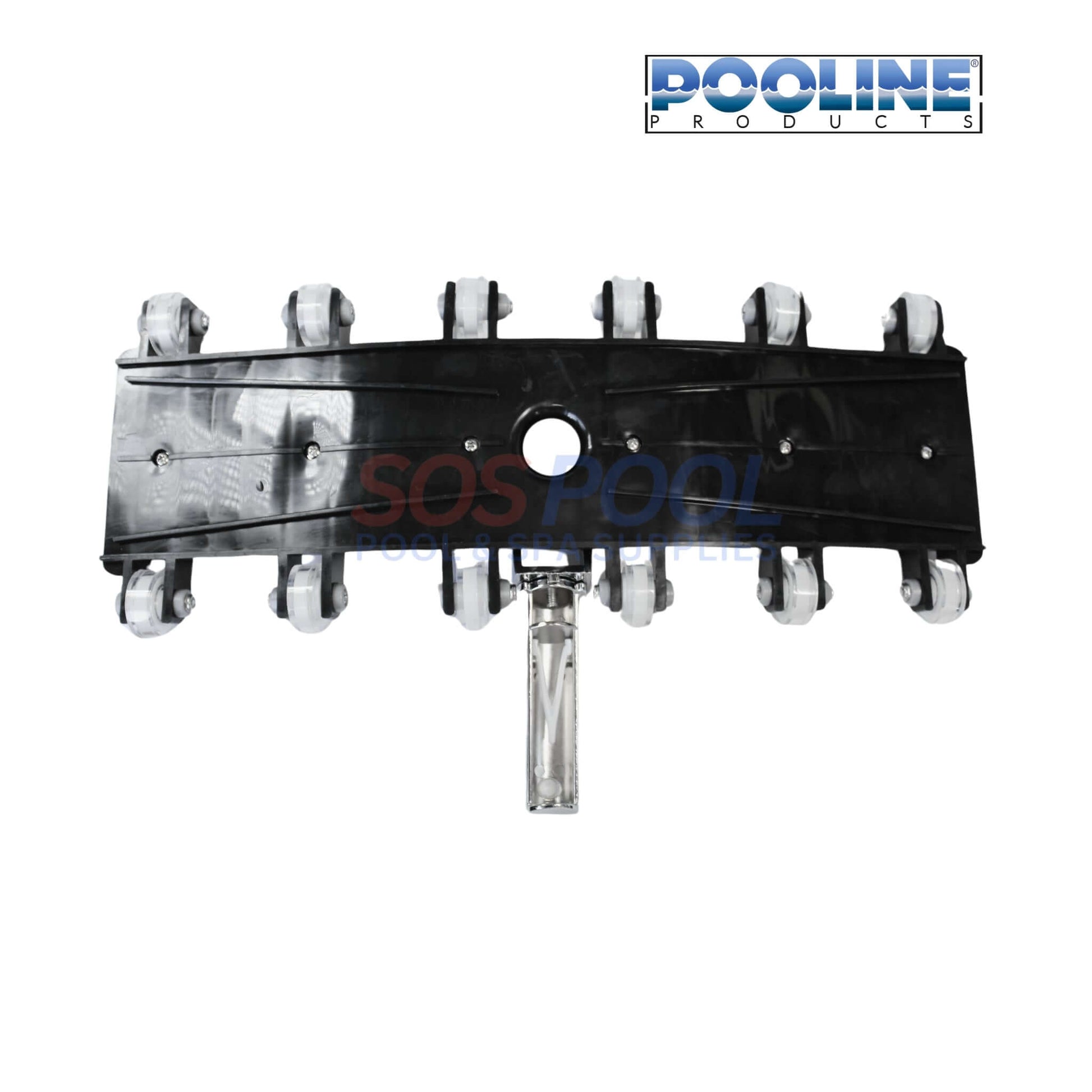 Pooline 19" vacuum head with swivel metal handle and urethane wheels for efficient pool cleaning | SOS Pool