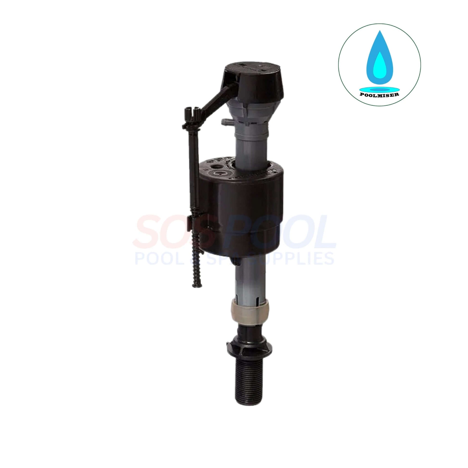 Poolmiser Water Autofill Float Valve | RP-402 shown from the side, demonstrating robust design for swimming pool water level regulation.