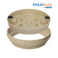 Pour-A-Lid 10" Round Skimmer Cover in Tan 201PALTAN by SOS Pool, featuring a custom-fit collar and pourable lid.