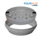 Pour-A-Lid 10" Round Skimmer Cover in Gray by SOS Pool, innovative pool solution for deck integration.