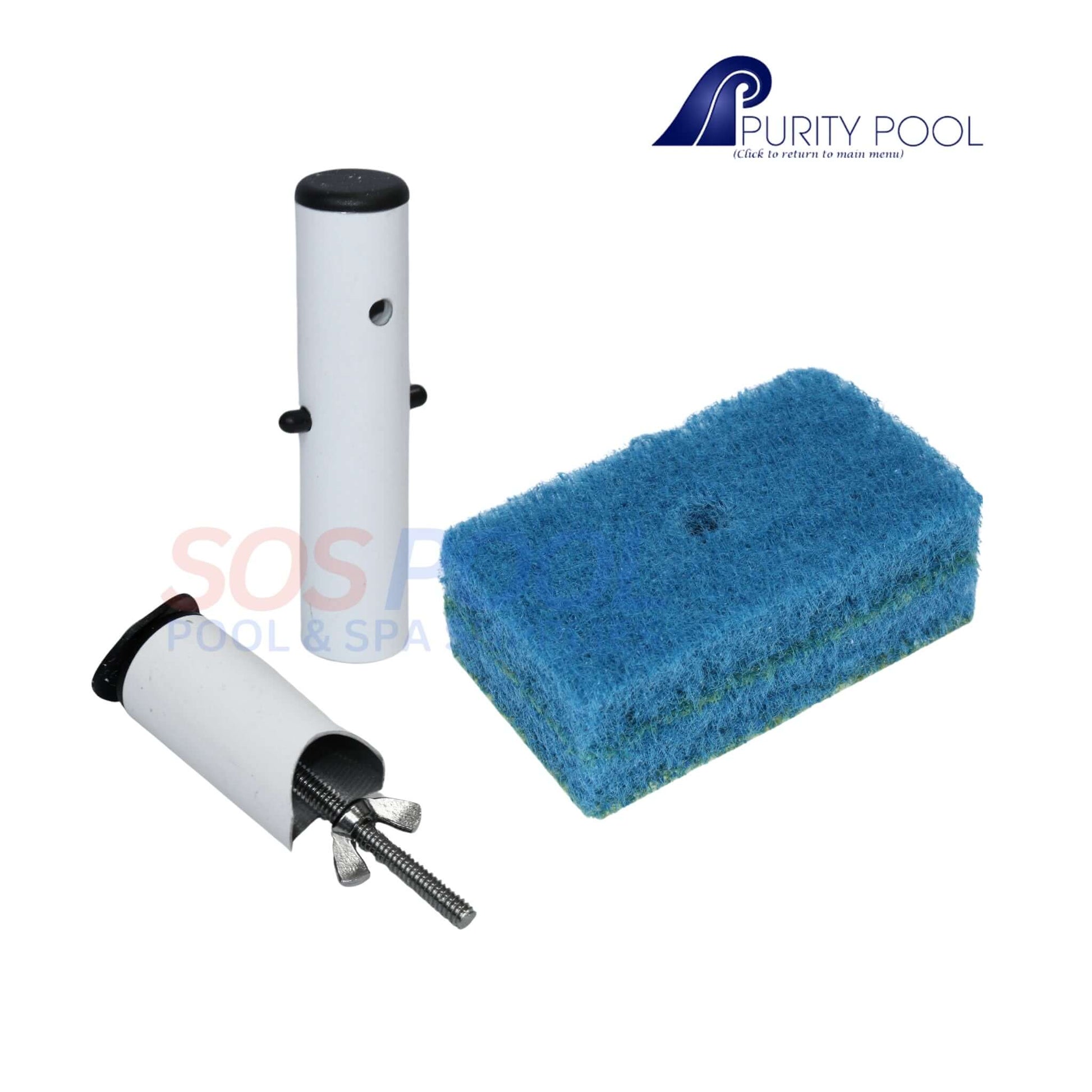 Purity Swimming Pool Quick Connect Tile Scrubber TSQC, SOS Pool, effective for cleaning pool tiles and calcium deposits.
