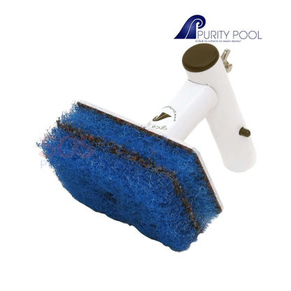 Purity Swimming Pool Quick Connect Tile Scrubber TSQC with blue double-thick pads for easy cleaning, SOS Pool effective.