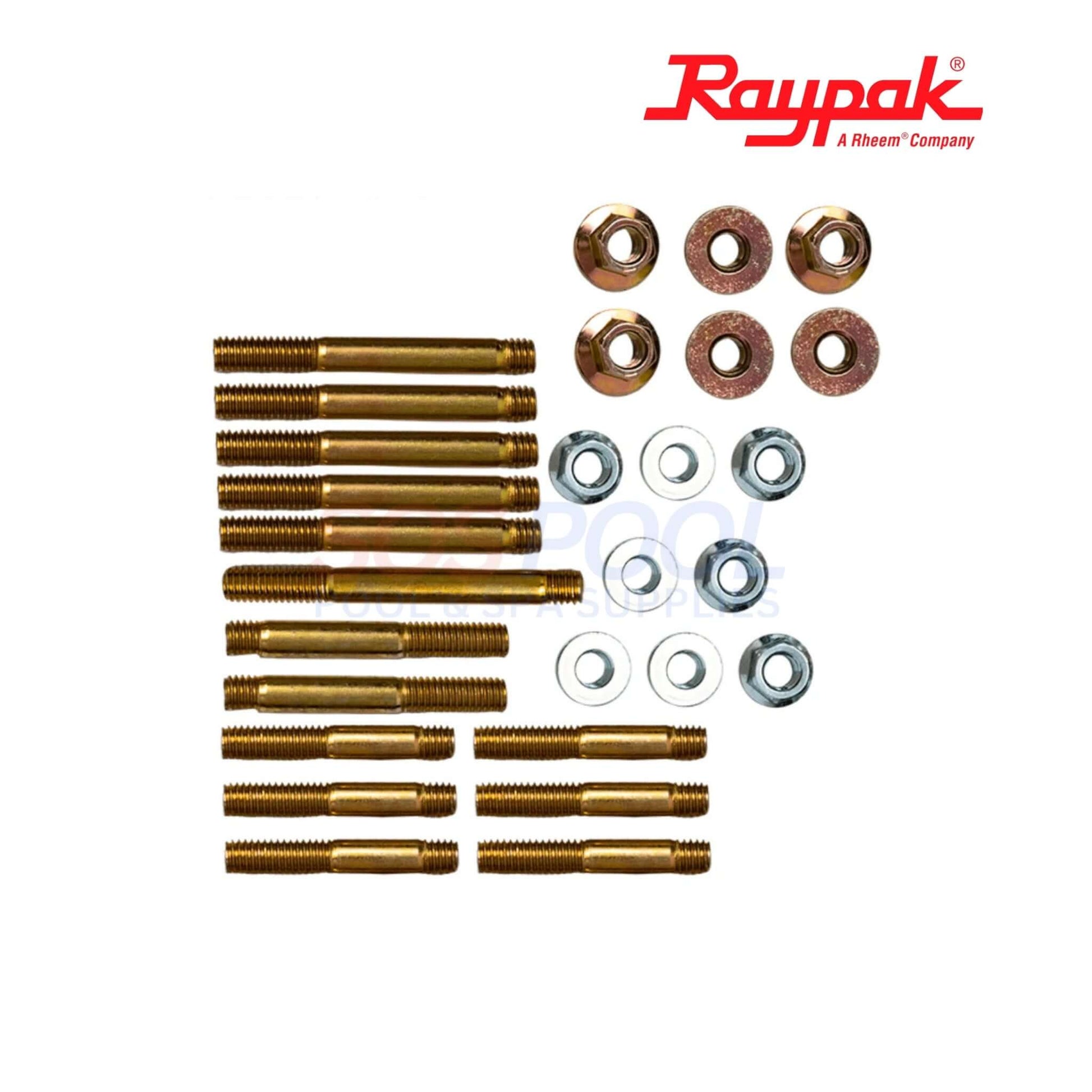 Raypak ASME Copper Tube Bundle Heat Exchanger For 406A/407A | 010058F kit includes stud-bolts and washers for pool heaters.