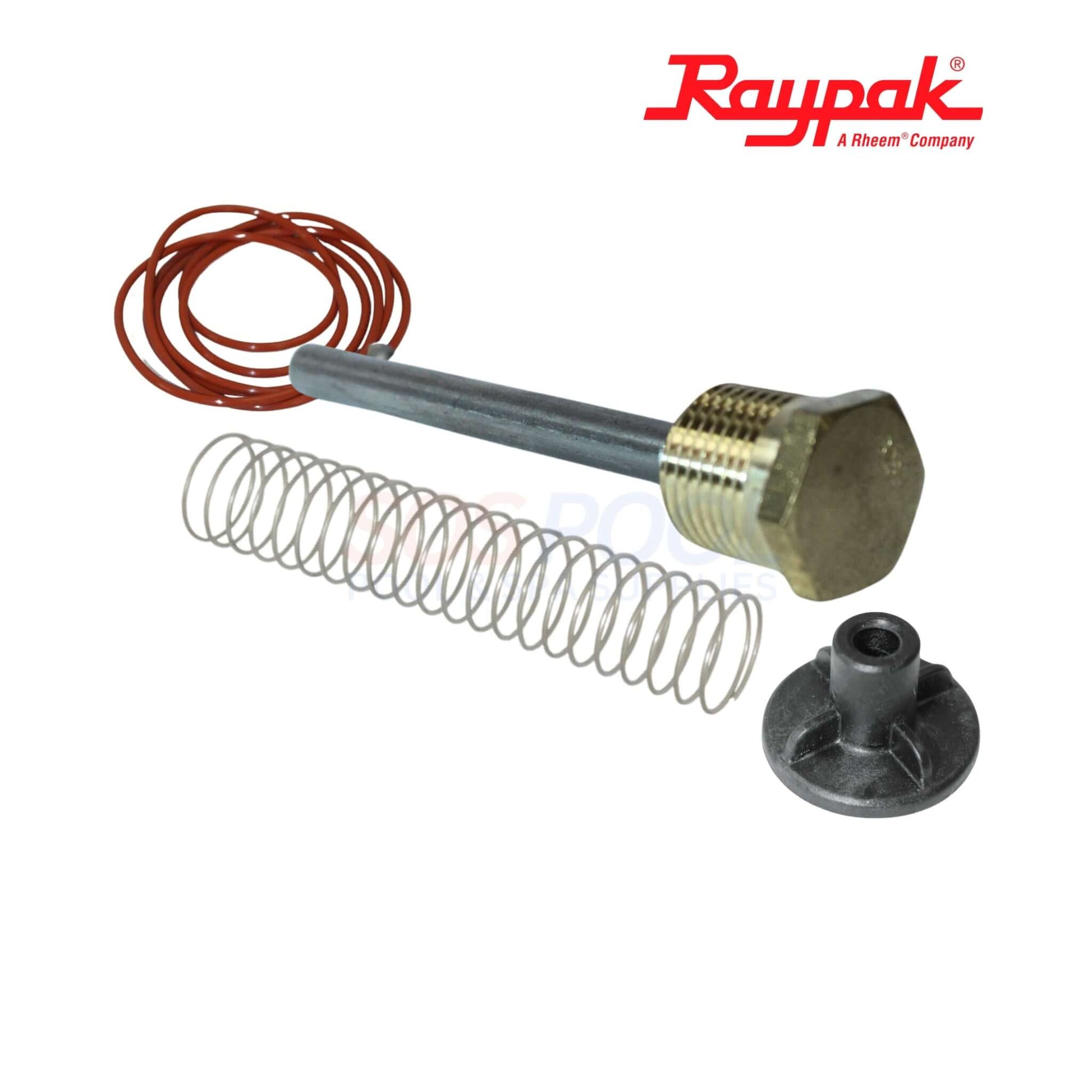 Raypak Bypass Valve Assembly parts for digital heaters, includes spring, O-rings, and valve. SKU: 016194F, SOS Pool.