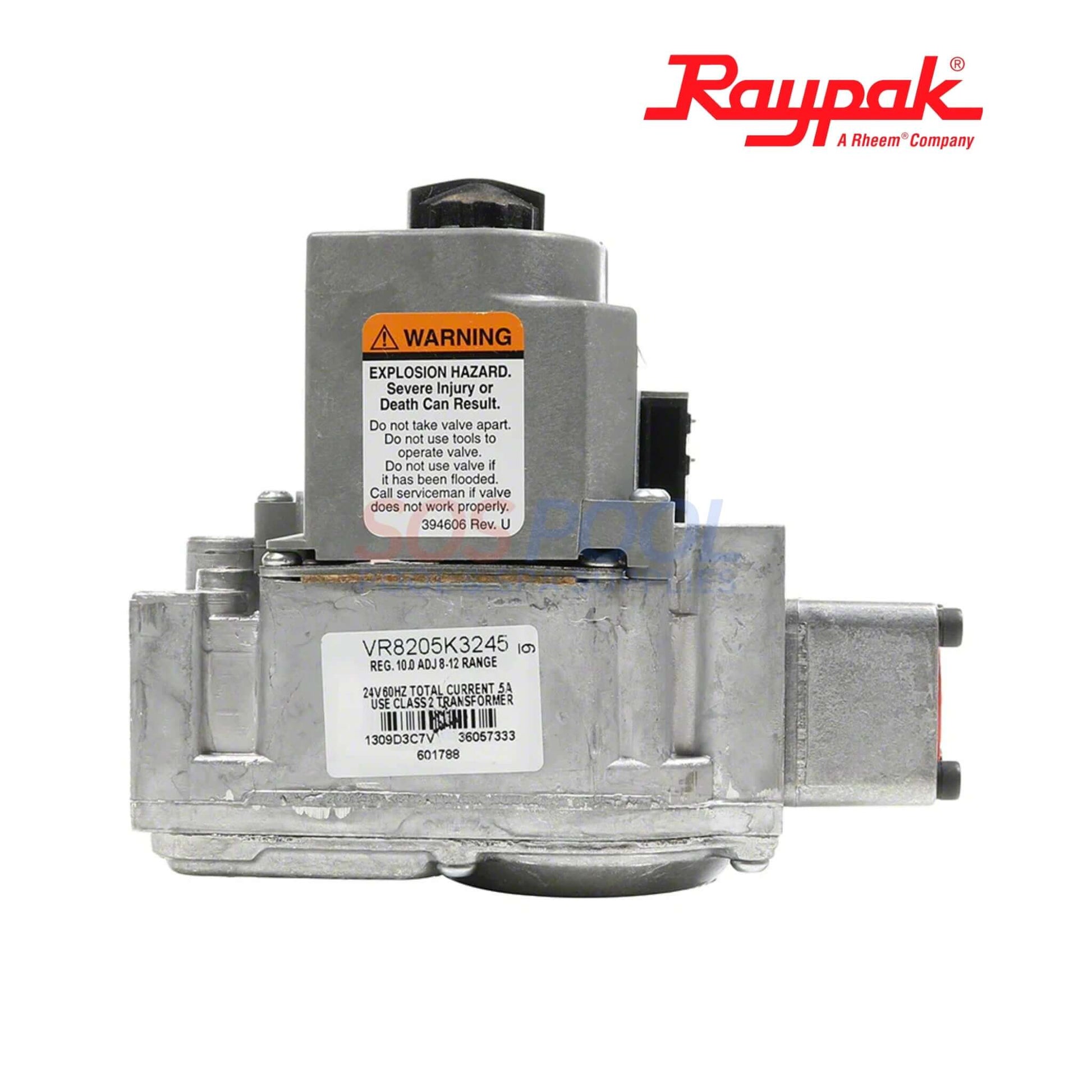 Raypak Combination Propane Gas Valve DSI for 130A Heaters, OEM replacement part, SKU 011591F, SOS Pool.