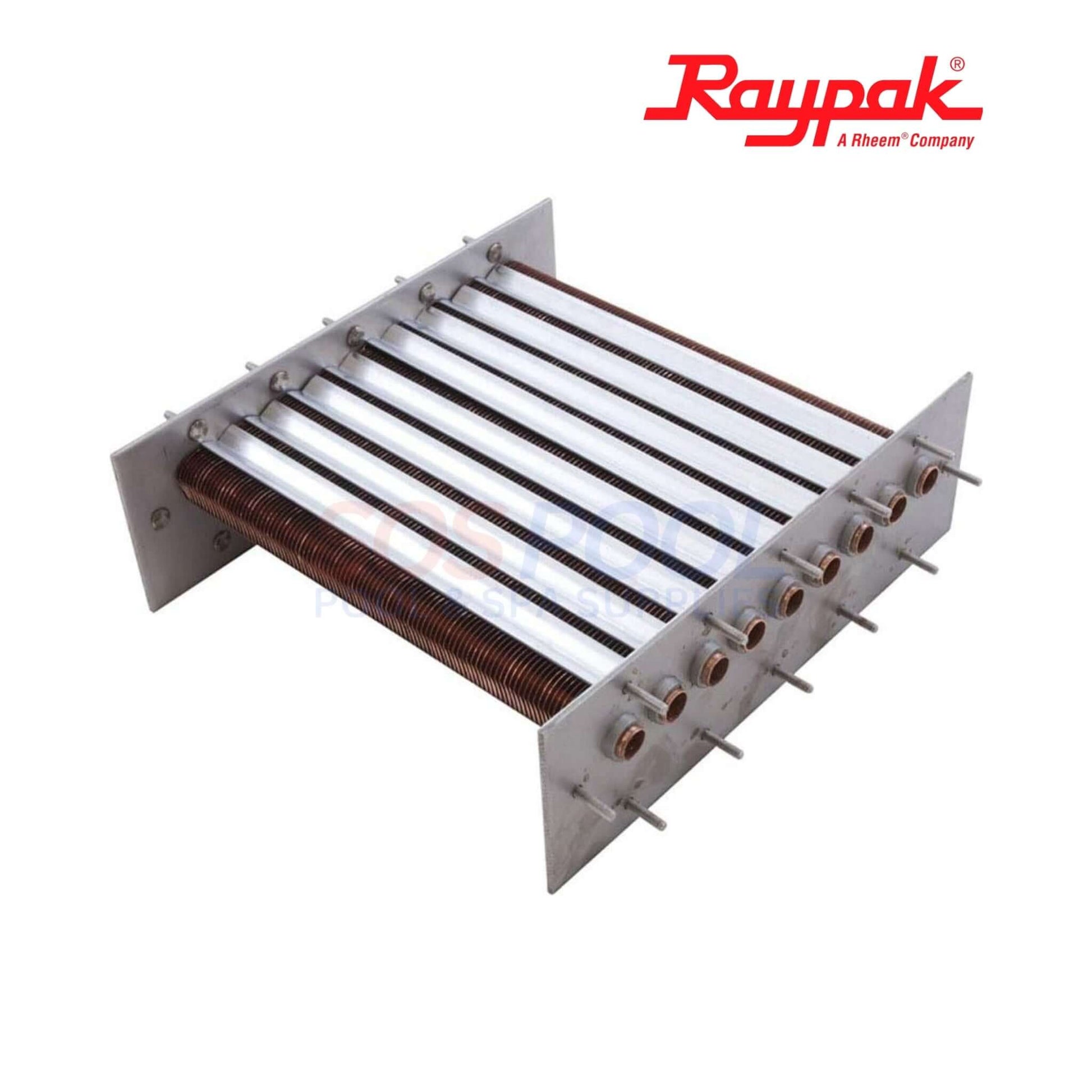 Raypak Copper Tube Bundle Heat Exchanger For 206A/207A | 010059F shows copper tubing structure, ideal for SOS pool supplies and swimming pool parts.