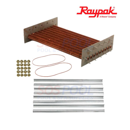 Raypak Copper Tube Bundle Heat Exchanger For 406A/407A | 010062F with copper tubes and accessories from SOS Pool.