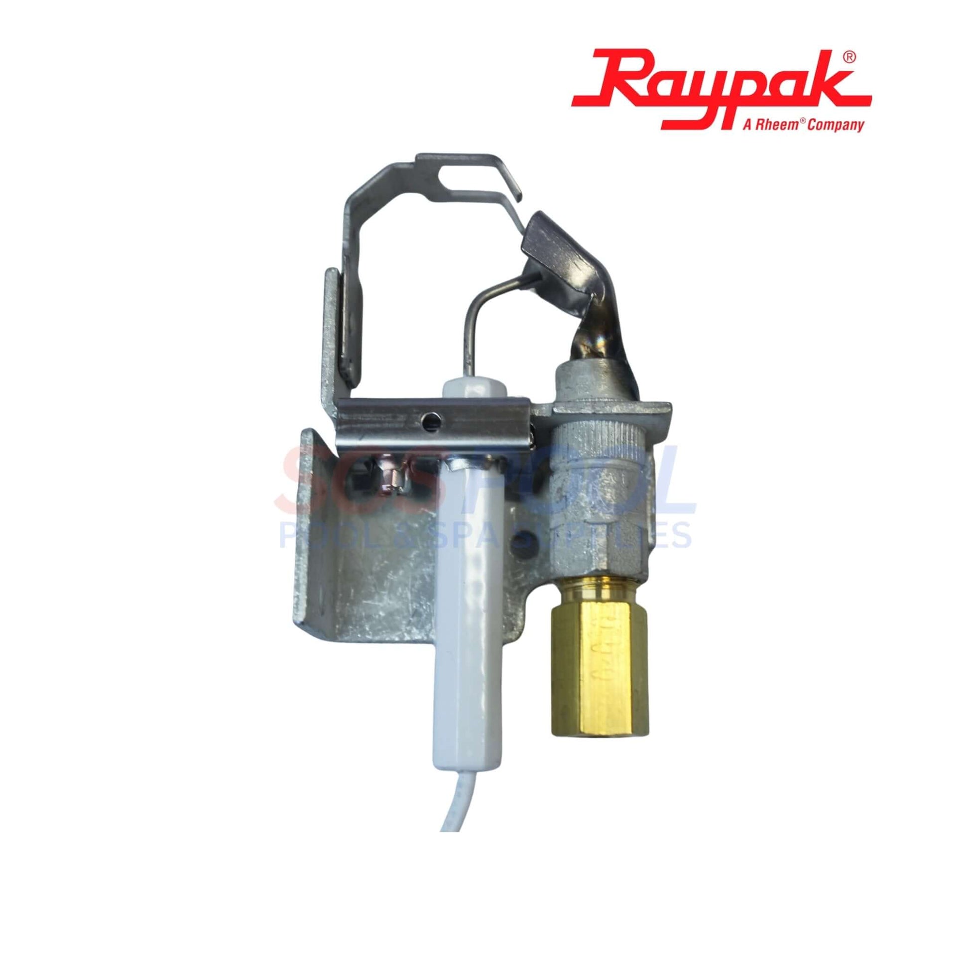 Raypak Low NOx Natural Gas Pilot For R185A-R405B | 008155F with metallic parts, ignition electrode and orifice, designed for pool heaters