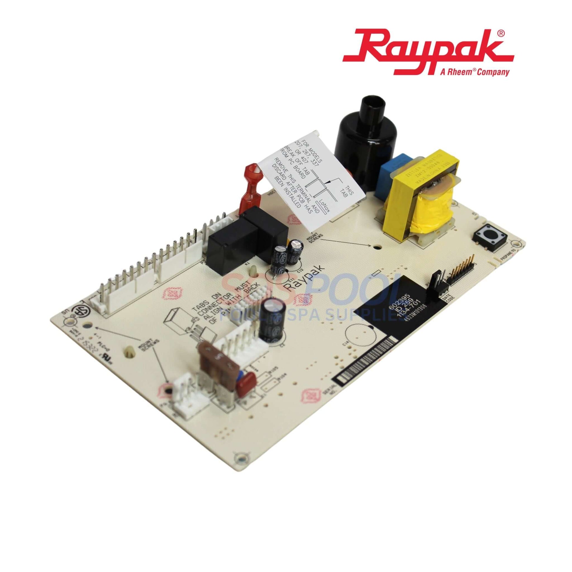 Raypak PC Control Board Kit for Digital Gas Heater, 3 Wire, OEM, SOS Pool, 100-10000345, featuring LCD display.