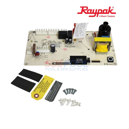 Raypak PC Control Board Kit for Digital Gas Heaters with LCD display, Flame sensing, and SOS Pool compatibility.