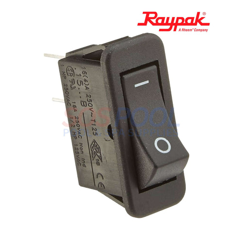 Raypak Rocker Switch 009493F for heaters, essential for reliable operation, available at SOS Pool.