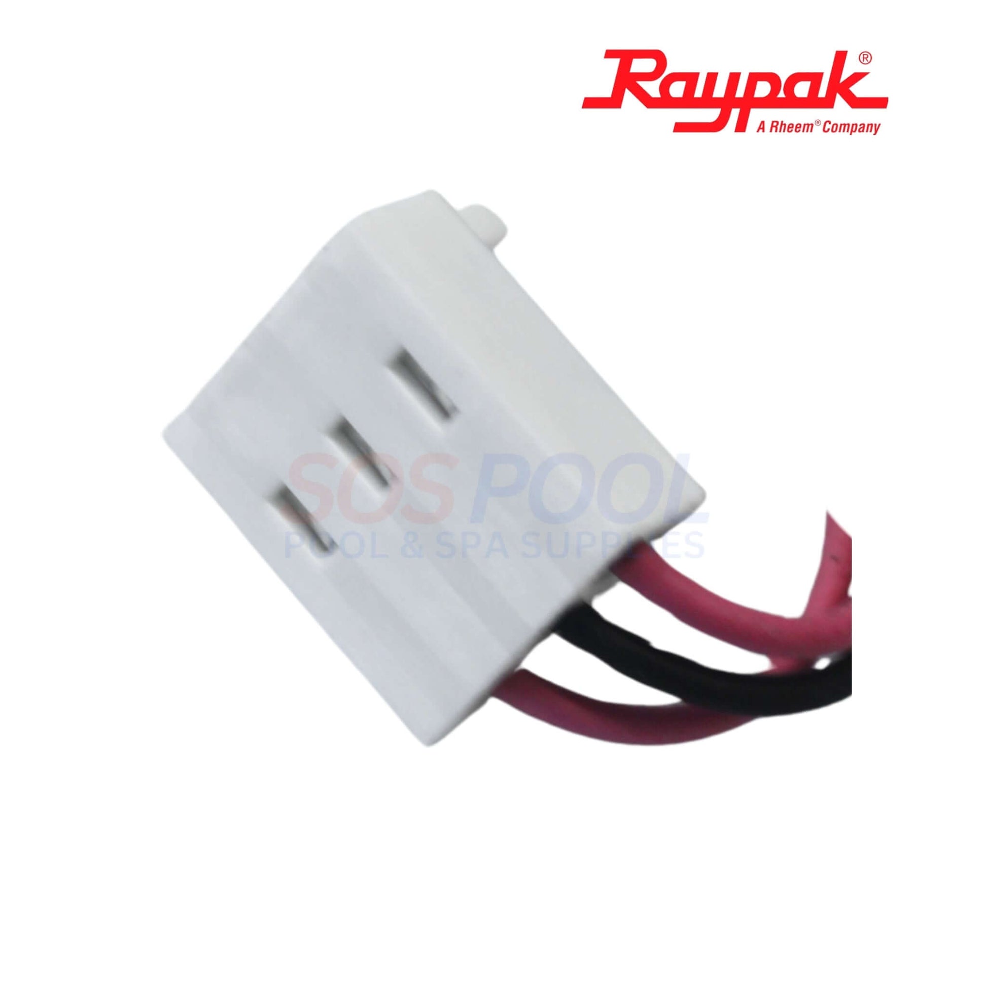 Raypak Temperature Sensor For RP2100 Heaters | 005299B connector showing three-wire connection, ideal for pool supplies.