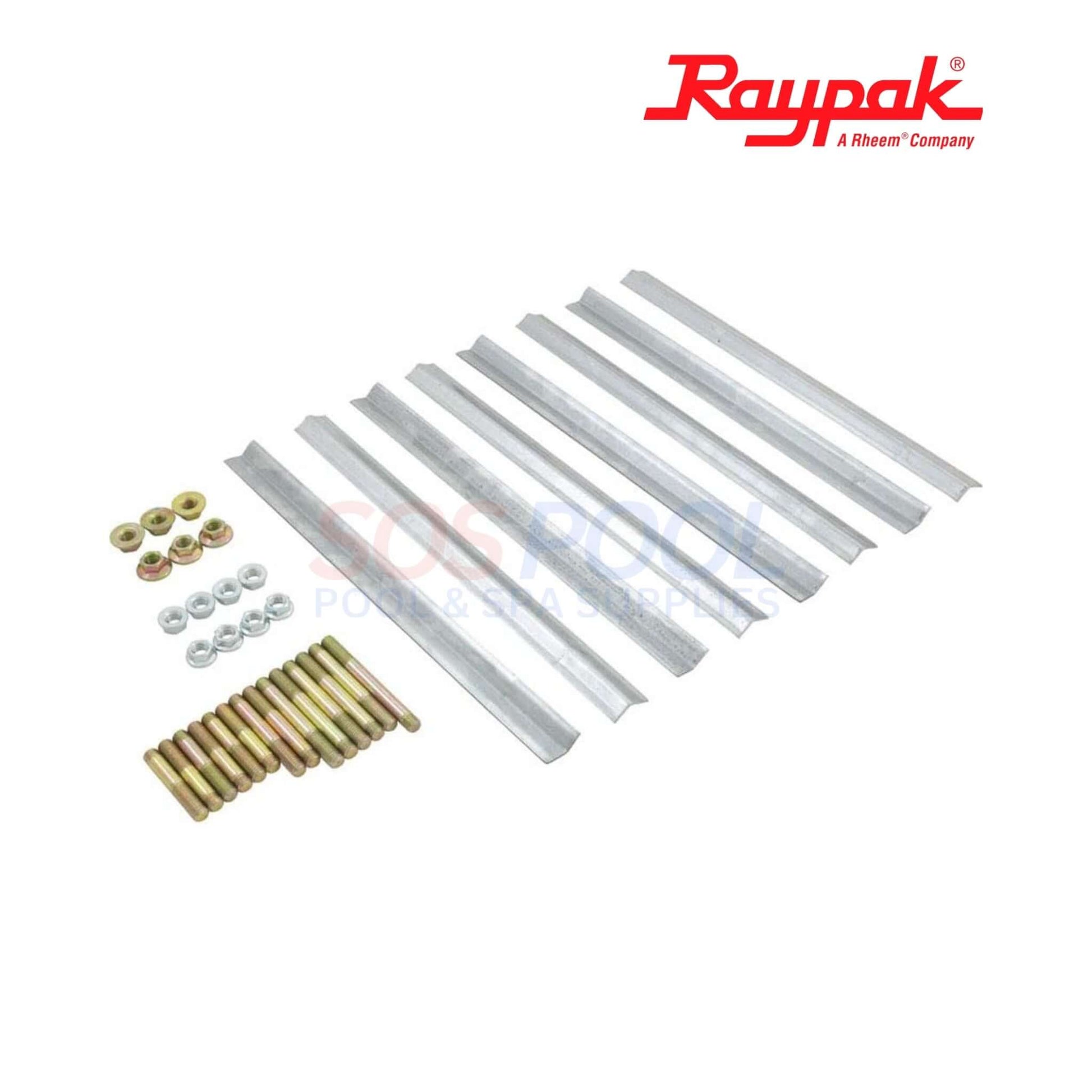 Raypak Tube Bundle Heat Exchanger For 265-267 | 006733F installation parts including bolts and studs, complete assembly for pool supplies.