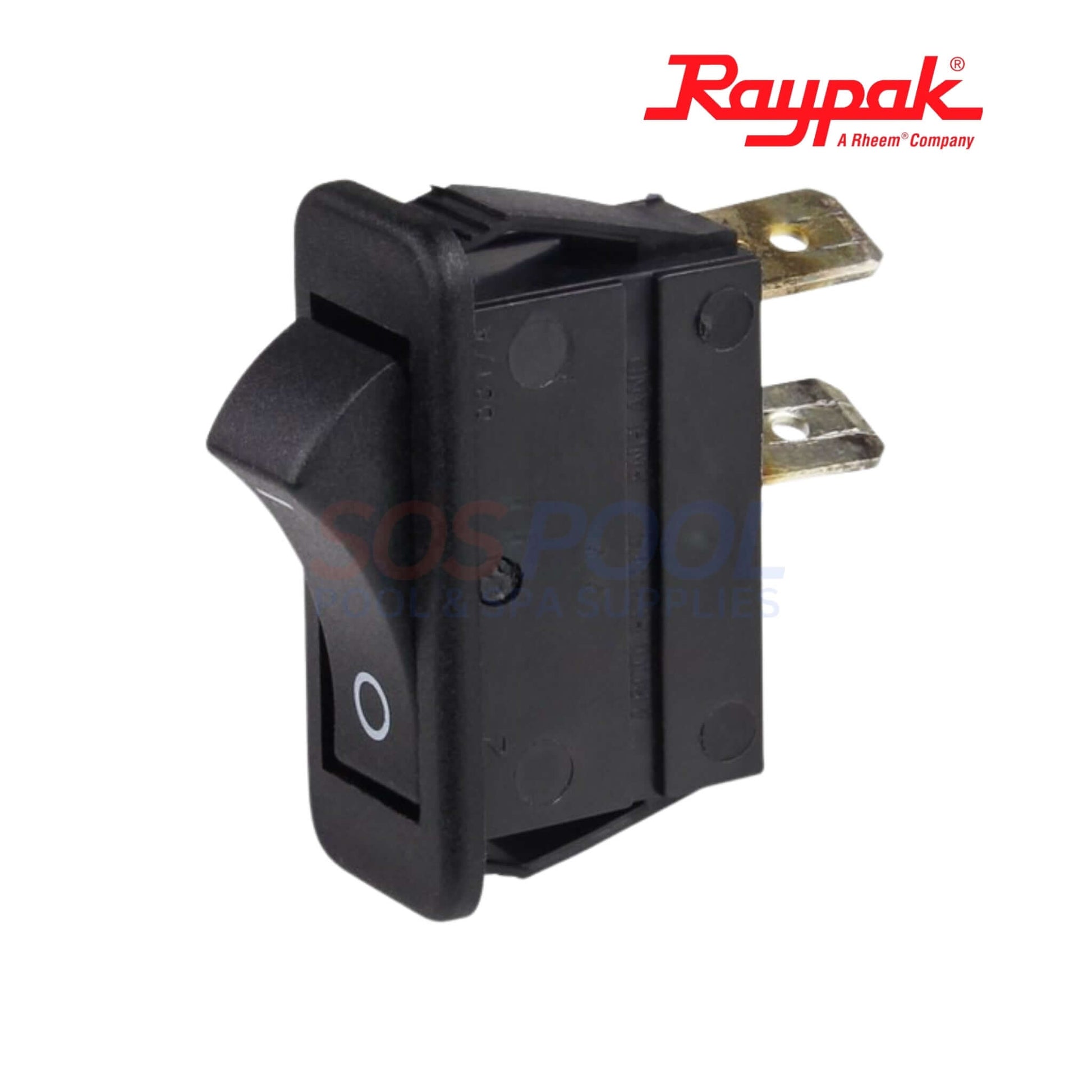 Raypak Versa Heater Rocker Switch | 006872F, compact black SPST switch for pool heaters, essential for ignition control.