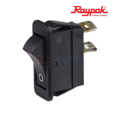 Raypak Versa Heater Rocker Switch | 006872F, compact black SPST switch for pool heaters, essential for ignition control.