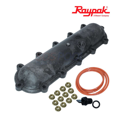 Raypak Polymer Return Header for 206A-406A Heaters, durable, corrosion-resistant, part number 015095F, SOS Pool.