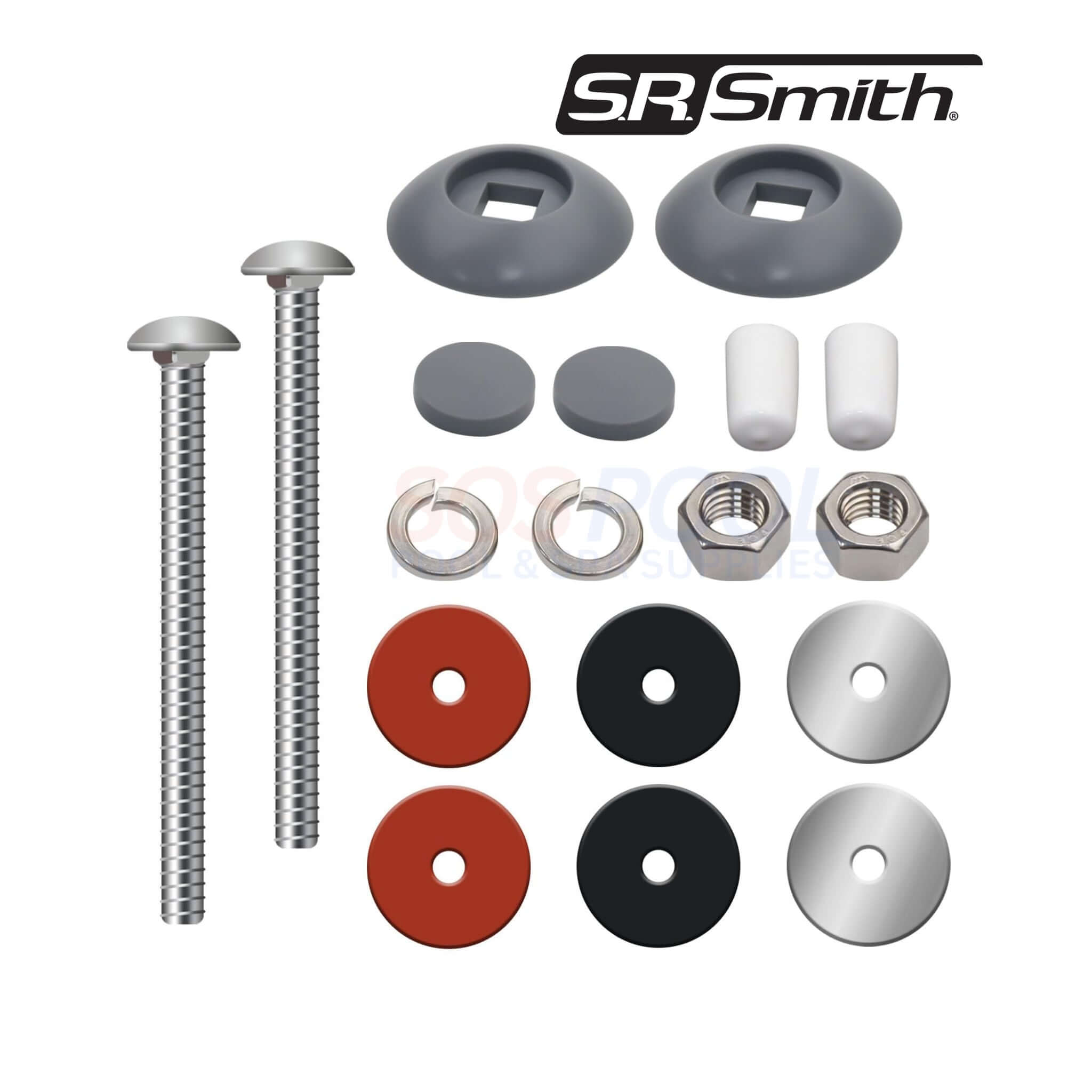 S.R. Smith Diving Board Bolt Kit components including stainless steel bolts, washers, and nuts, part number 67-209-911-SS.