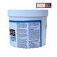 SGM Dynamite Underwater Pool Patch Repair | White | 3lbs | PLBPP3 SOS Pool in a container, showcasing labeling and usage instructions.