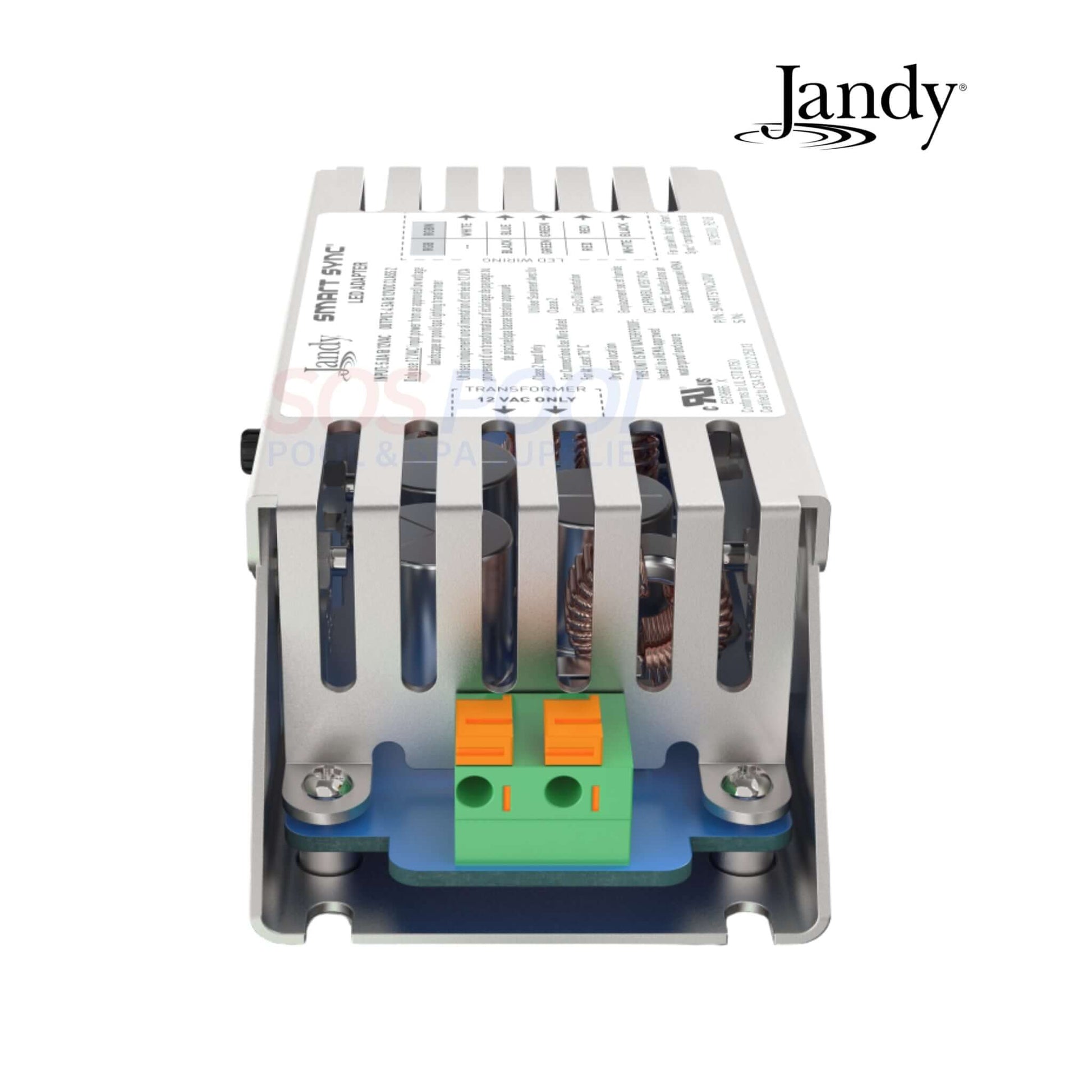 Jandy SMARTSYNC60W Smart Sync LED Adapter, 60W controller for synchronizing LED Waterfalls and pool lighting, shown from the front.
