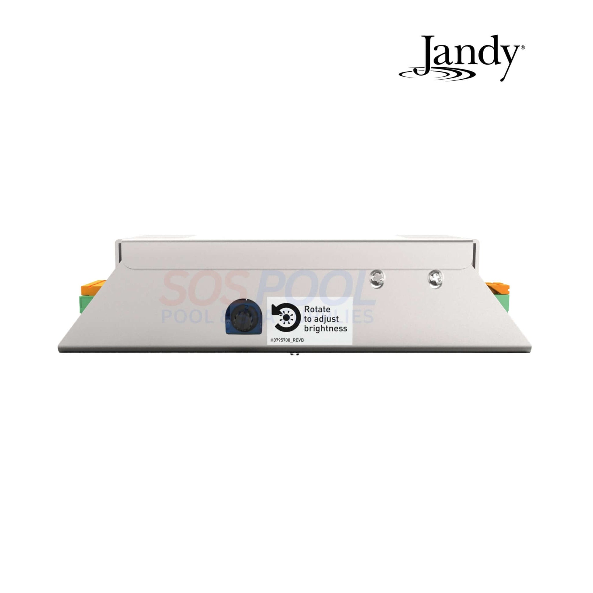 Jandy SMARTSYNC60W LED Adapter front view, features control knob for brightness, ideal for SOS Pool supplies.