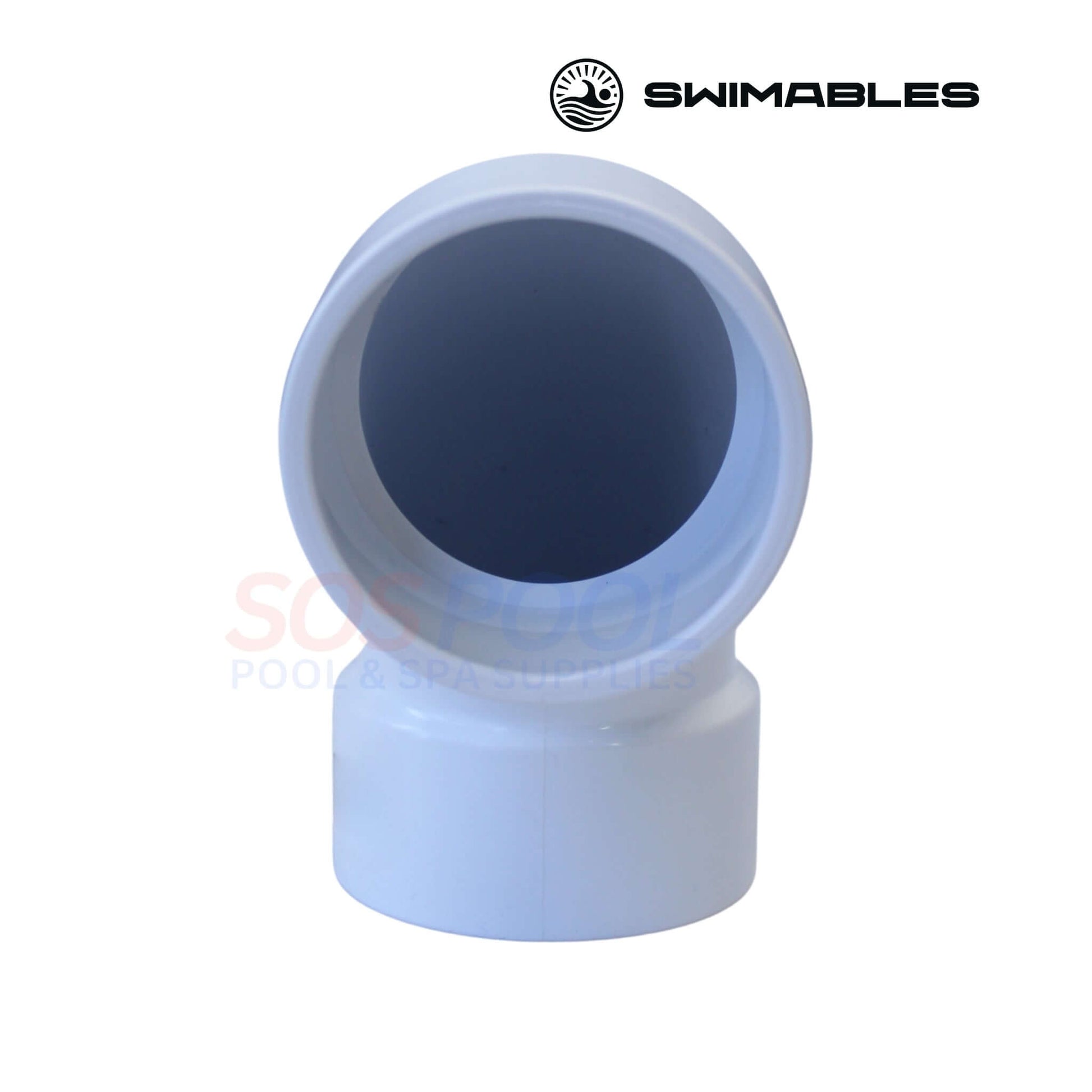 SW-39-913 | Swimables 2" Socket x 2" SPG Sweep 90 Degree Elbow in white, ideal for pool plumbing and low-resistance flow.