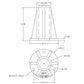 Saftron SB-F-T 6" Surface Mounting Base dimensions diagram, taupe, for pool rails and safety handrails.