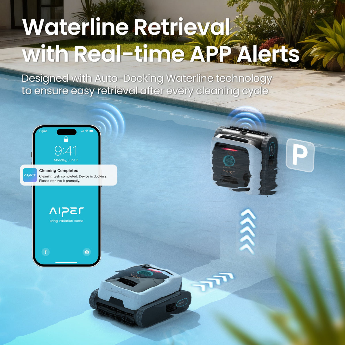 Scuba N3 waterline retrieval with app alerts