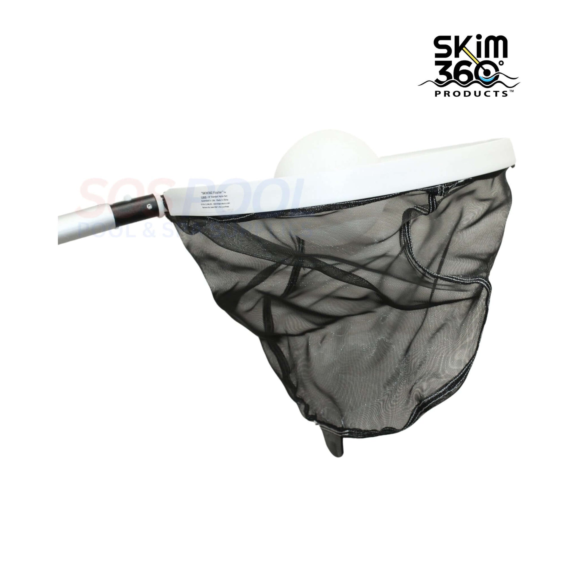 SKiM360 Floater Standard Leaf Net for pool maintenance, floating hub, available in 16" and 18" diameters, SKU: Skim360.