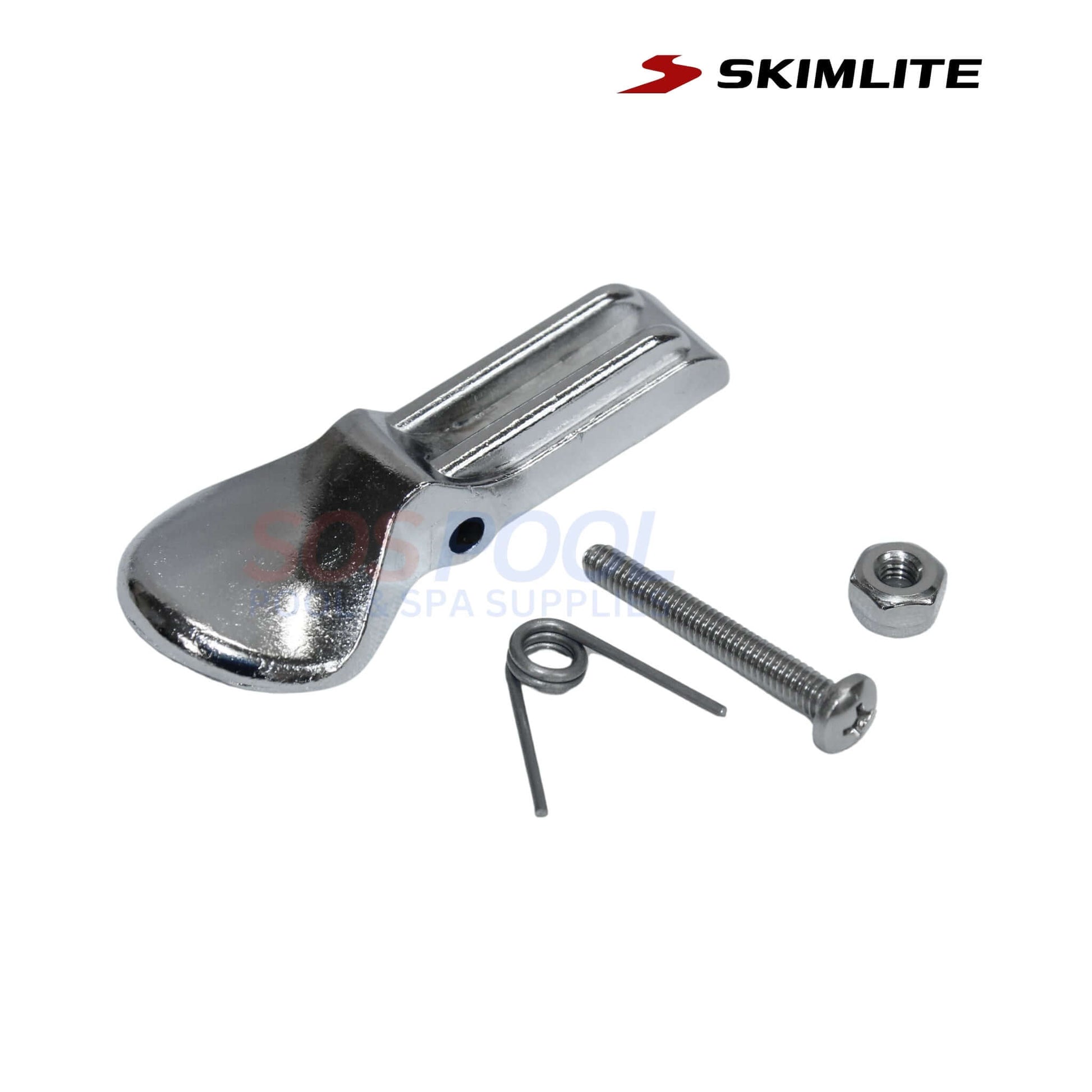 SkimLite Replaceable SnapLite Button | 604 in chrome with screw and spring for pool maintenance, ideal for SOS Pool supplies.