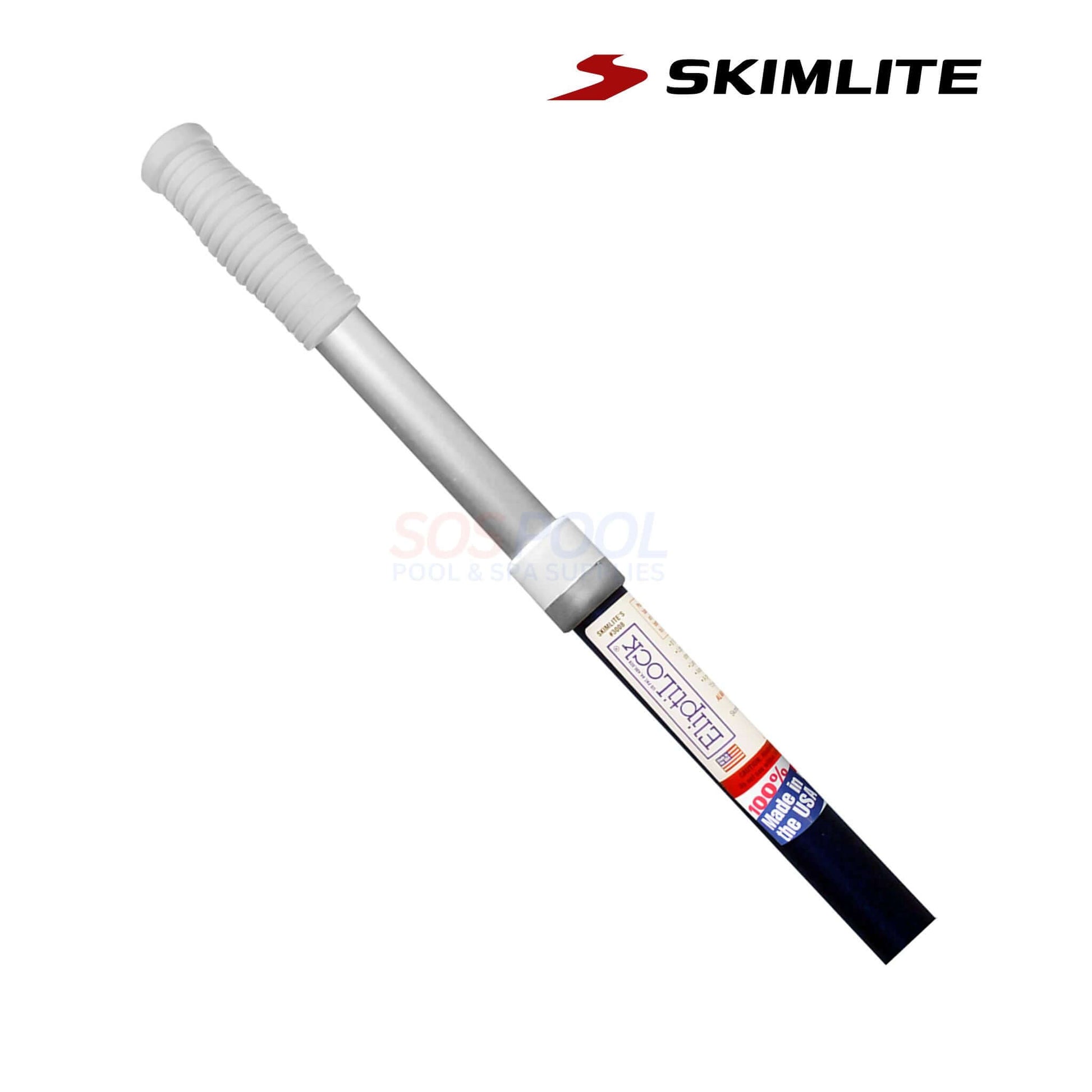 Skimlite EliptiLock Telescopic Pole | 8' - 16' | 3008 in silver with black tip for efficient pool maintenance.