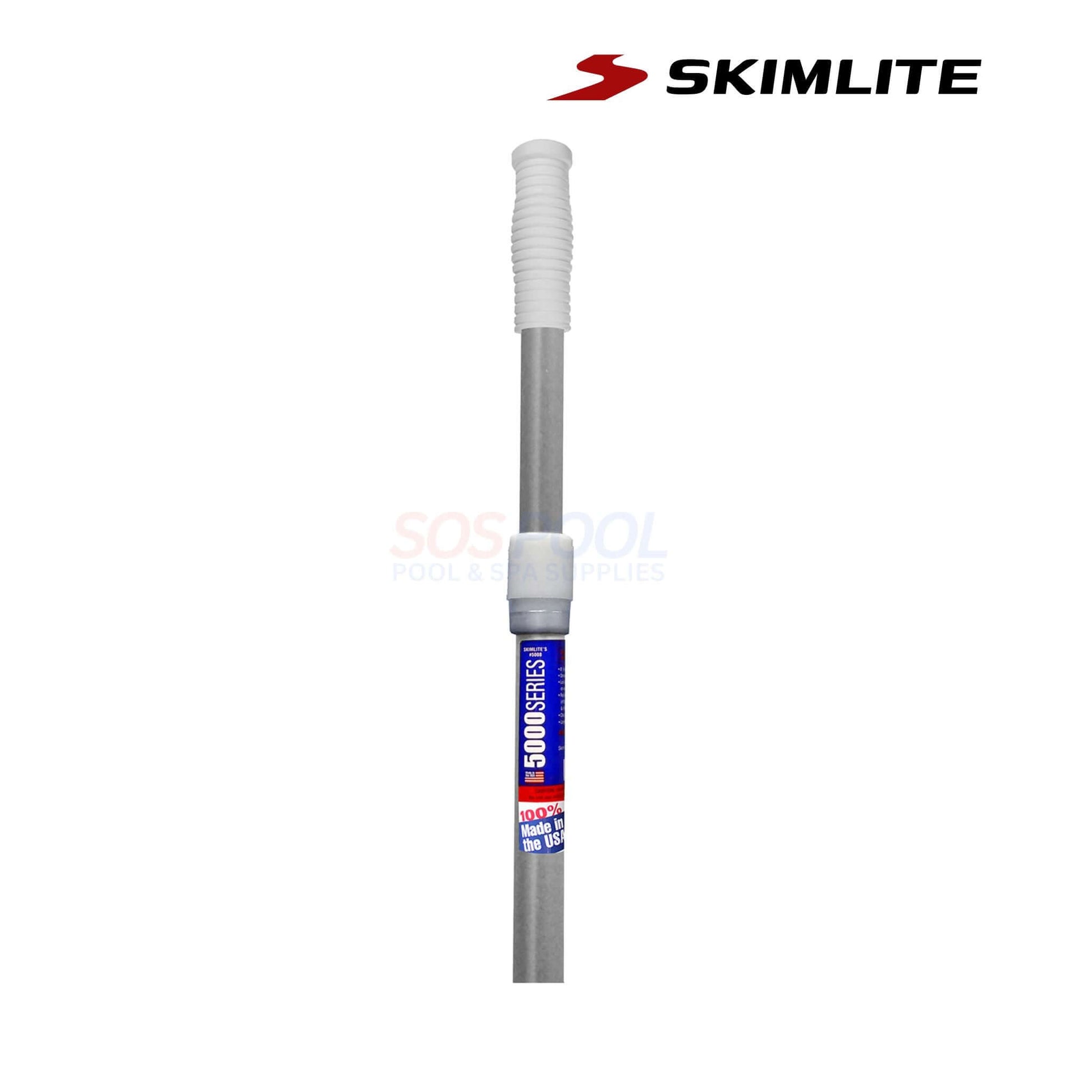 Skimlite Telescopic Pole with Nylon Outside Lock | 8' - 16' | 5008, gray aluminum pole with secure lock, SOS Pool supplies.