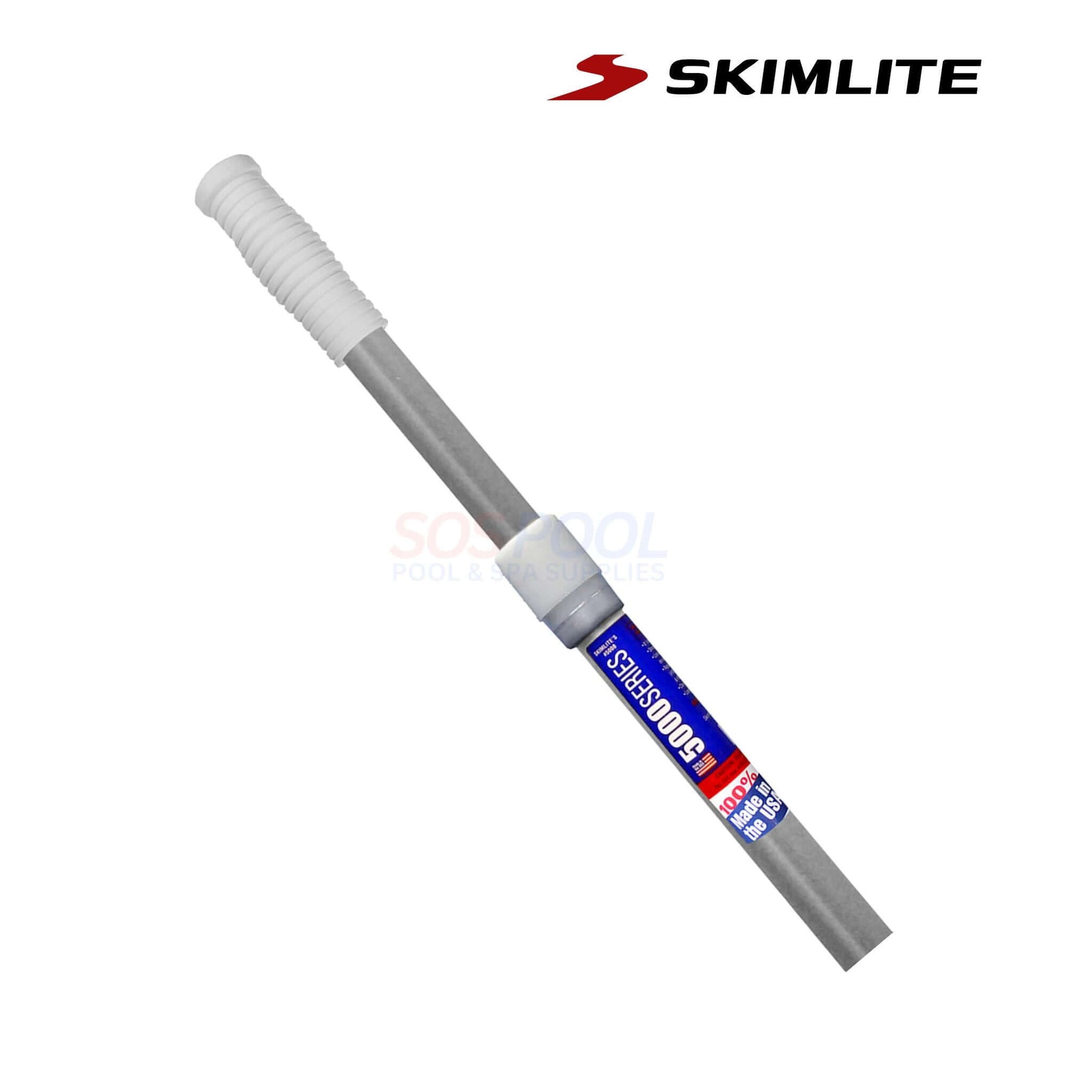 Skimlite Telescopic Pole with Nylon Outside Lock | 8' - 16' | 5008 shown at an angle, made of durable aluminum for pool use by SOS Pool.