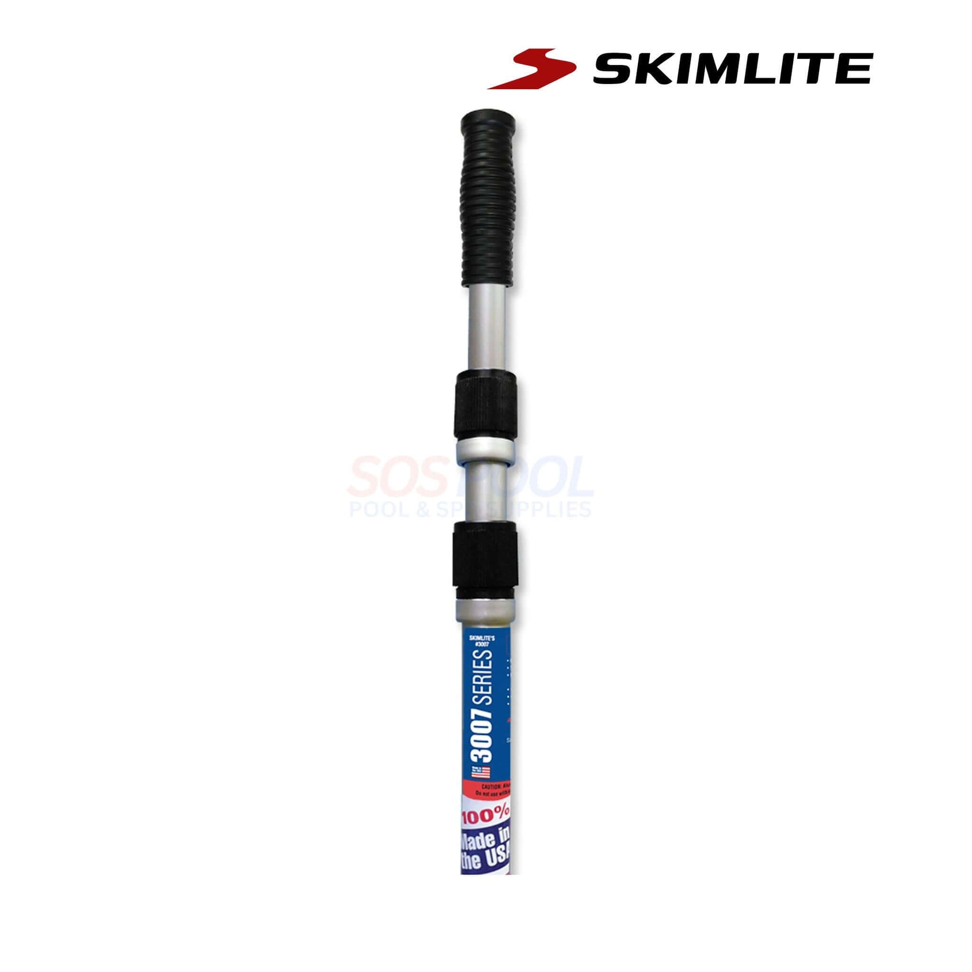 Skimlite Telescopic Pole with Outer Cam Lock | 3pc | 6' to 18' | 3007, showing durable aluminum pole with black grip for pool maintenance.