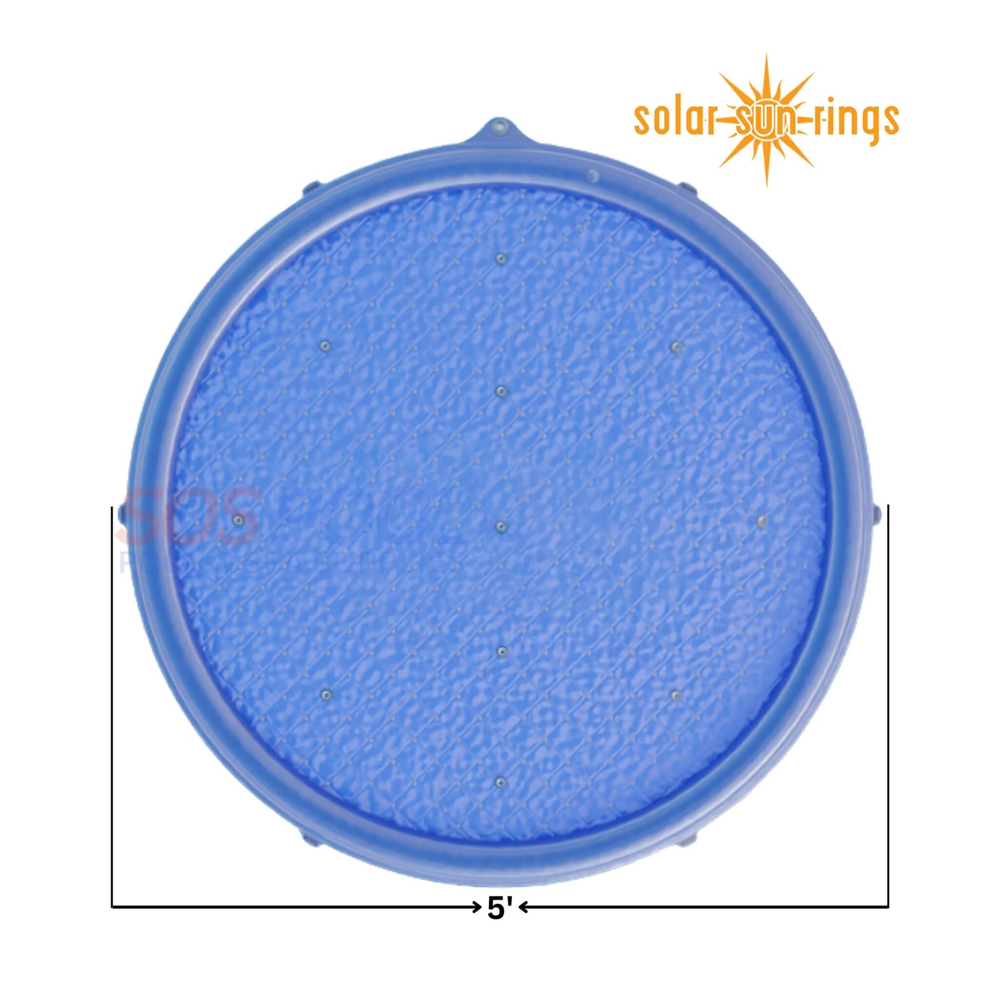Solar Sun Rings Pool Cover SSR-BL-02 - Plain Blue 5' x 5' SOS Pool Heating Device, UV-resistant design.