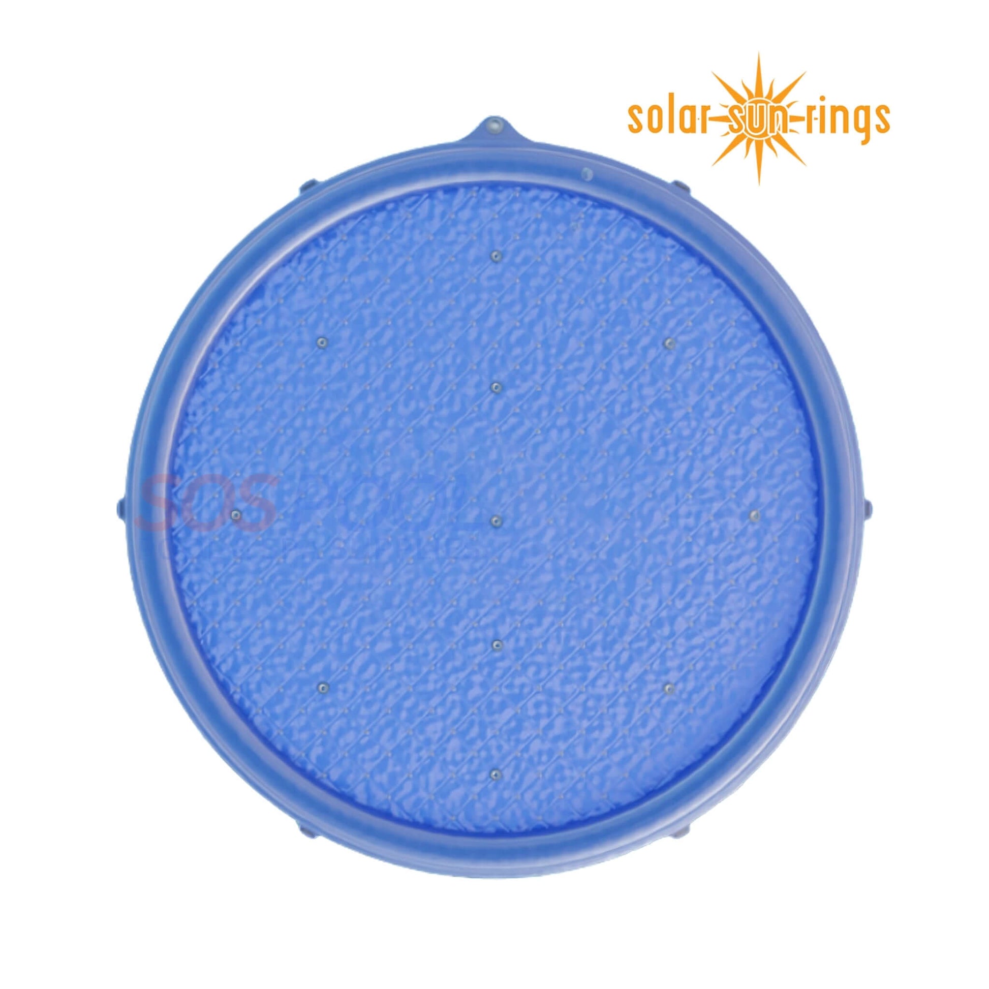 Solar Sun Rings Pool Cover in plain blue design, 5' x 5', passive solar heating for SOS Pool.