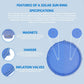 Features of Solar Sun Rings Pool Cover: magnets, hanger, inflation valves for SOS Pool solar heating.