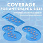 Solar Sun Rings Pool Cover demonstration showing optimal coverage for any pool shape and size. SOS Pool solutions.